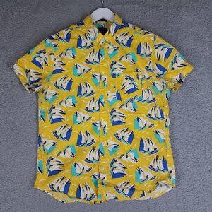 J. Crew Sailboat Shirt Adult Medium Slim Flex Washed Stretch Button Down Preppy